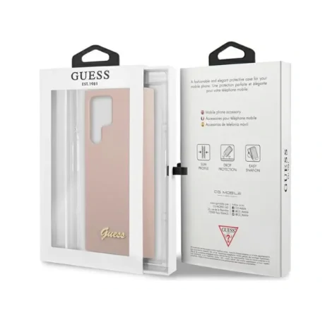 Husa Cover Guess Silicone Metal Logo pentru Samsung Galaxy S23 Ultra Pink