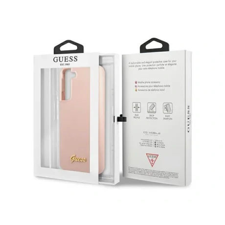 Husa Cover Guess Silicone Metal Logo pentru Samsung Galaxy S23 Pink