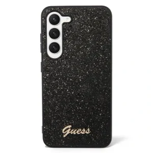 Husa Cover Guess Glitter PC/TPU Flakes Metal Logo pentru Samsung Galaxy S23 Black