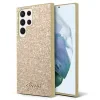 Husa Cover Guess Glitter PC/TPU Flakes Metal Logo pentru Samsung Galaxy S23 Ultra Gold