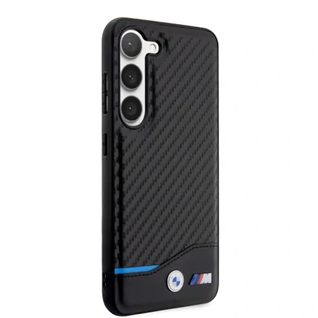 Husa Cover BMW Carbon Blue Line pentru Samsung Galaxy S23 Black