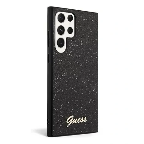 Husa Cover Guess Glitter PC/TPU Flakes Metal Logo pentru Samsung Galaxy S23 Ultra Black