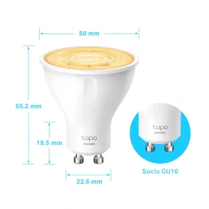 BEC LED wireless TP-LINK, 350lm, 2.9W, fasung GU10, lumina calda 2700K , control prin smartph.cu apl.Tapo, ajustare automata a luminii in fct. de momentul zilei, &quot;Tapo L610&quot;