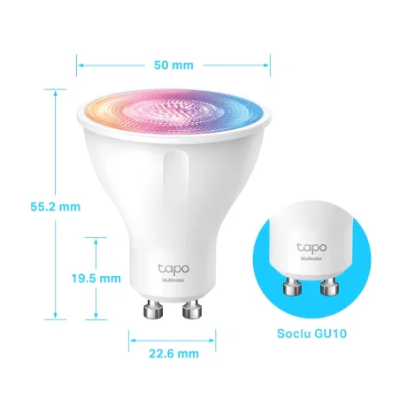BEC LED wireless TP-LINK, 350lm, 2.9W, fasung GU10, temperatura culoare 2200K - 6500K , control prin smartph.cu apl.Tapo, ajustare automata a luminii in fct. de momentul zilei &quot;Tapo L630&quot;