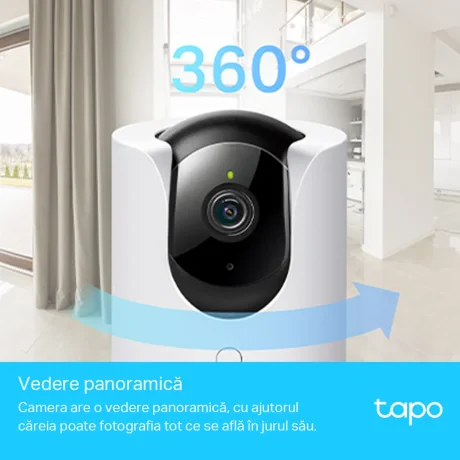 CAMERA IP TP-LINK, cube, pt. interior, dist. IR 9 m, 2K QHD (2560 × 1440 px), microfon, carcasa plastic, slot SD card, &quot;Tapo C225&quot;