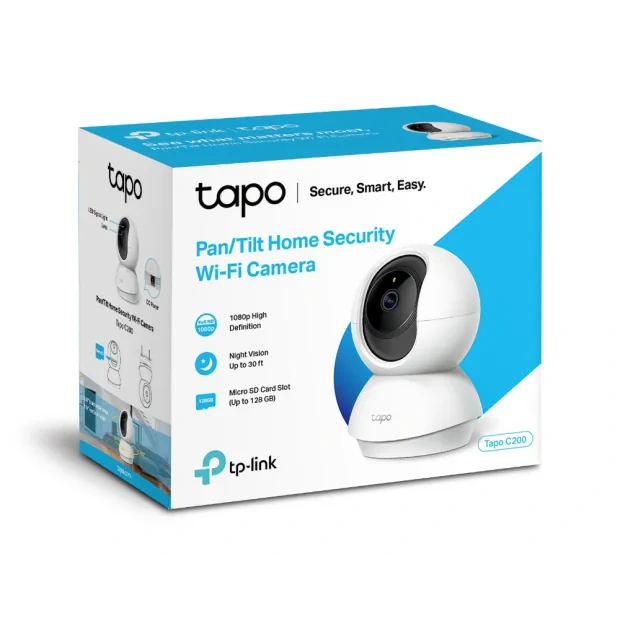 CAMERA IP TP-LINK, cube, pt. interior, dist. IR 9 m, tip lentila fixa 4 mm, 2 Mpx, cu fir, microfon, carcasa plastic, slot SD card, &quot;Tapo C200&quot;