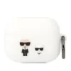 Husa Karl Lagerfeld and Choupette Silicon pentru Airpods Pro Alb