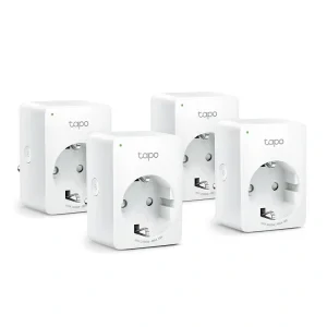 PRIZA inteligenta TP-LINK, Schuko x 1, conectare prin Schuko (T), 10 A, programare prin smartphone, Bluetooth, WiFi, alb &quot;Tapo P100(4-pack)&quot; (include TV 0.18lei)