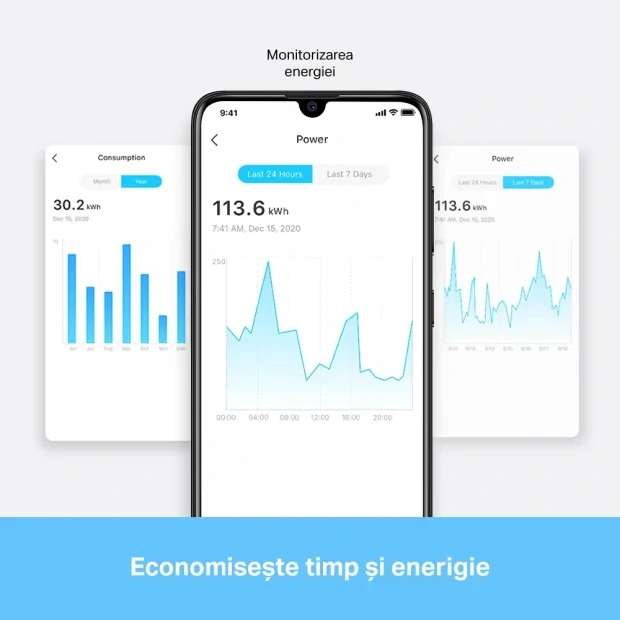 PRIZA inteligenta TP-LINK, Schuko x 1, cu monitorizarea energiei, conectare prin Schuko (T), 10 A, programare prin smartphone, Bluetooth, WiFi, alb &quot;Tapo P110&quot;