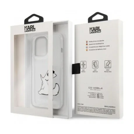 Husa Cover Karl Lagerfeld PC/TPU Choupette Eat pentru iPhone 14 Plus Pro Clear