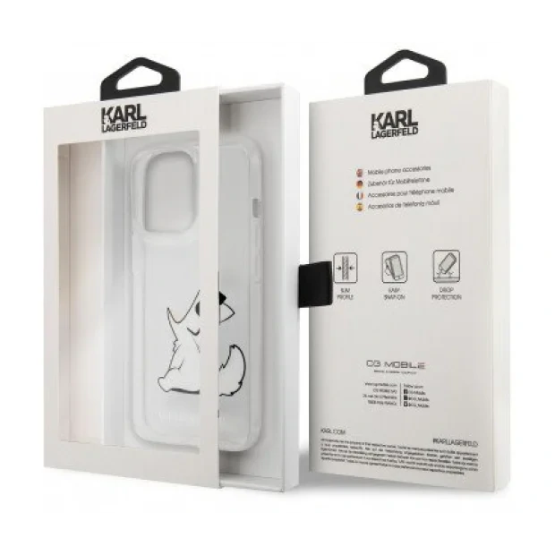 Husa Cover Karl Lagerfeld PC/TPU Choupette Eat pentru iPhone 14 Plus Pro Clear