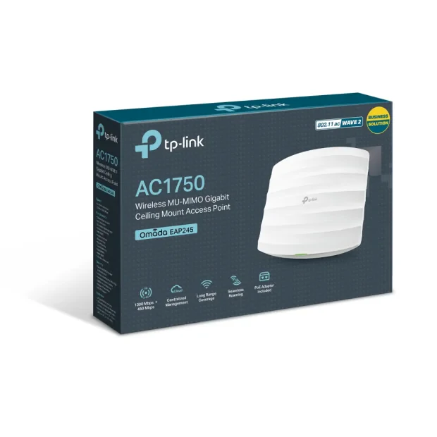 ACCESS POINT TP-LINK wireless 1750Mbps, Gigabit, 1 antena interna, IEEE802.3at PoE, Dual Band AC1750, montare pe tavan &quot;EAP245&quot;