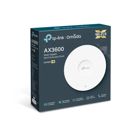 ACCESS POINT TP-LINK wireless 3600Mbps dual band, 1 port 2.5 Gbps LAN, 8 antene interne, IEEE802.3at PoE, Dual Band Wi-Fi 6 AX3600, montare pe tavan/perete &quot;EAP660 HD&quot;