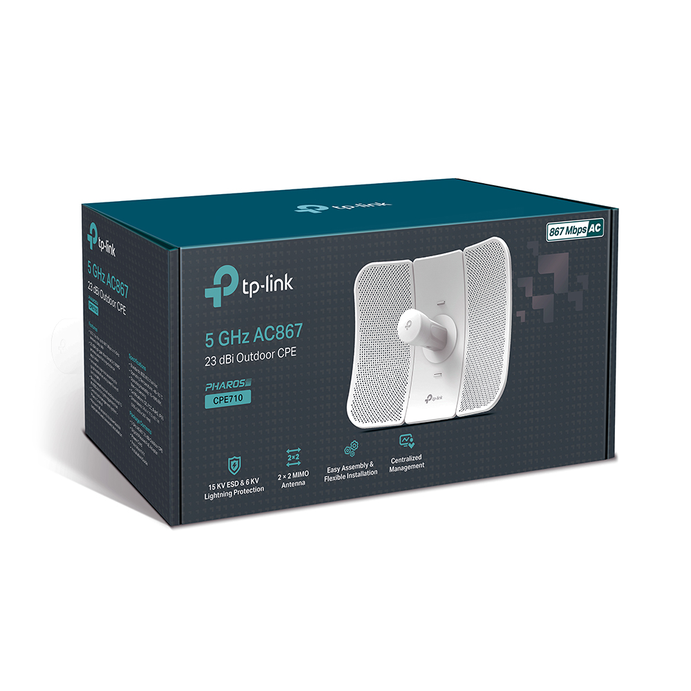 ACCESS POINT TP-LINK wireless exterior  867Mbps  port 10/100/1000Mbps, antena interna, pasiv PoE, 5GHz "CPE710" thumb