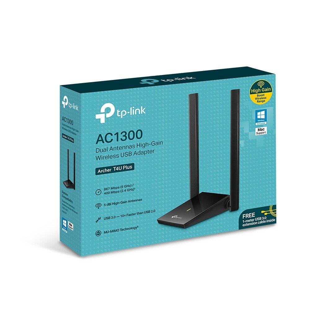 ADAPTOR RETEA TP-LINK AC1300, extern wireless 2.4 GHz | 5 GHz, USB 3.0, port, 867 Mbps, antena externa x 2, "Archer T4U Plus" thumb