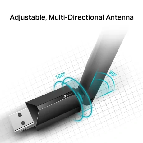 ADAPTOR RETEA TP-LINK AC600, extern wireless 2.4 GHz | 5 GHz, USB 2.0, port, 433 Mbps, antena externa x 1, &quot;Archer T2U Plus&quot;