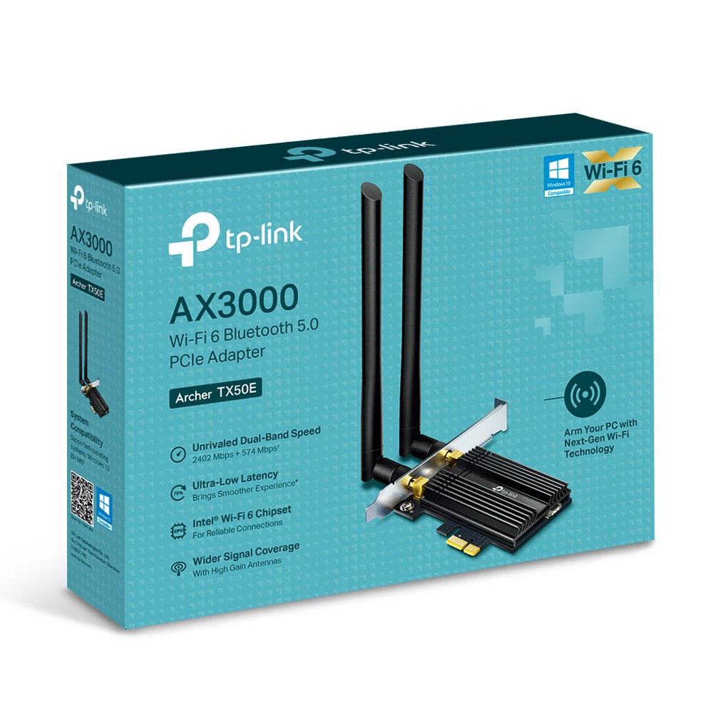 ADAPTOR RETEA TP-LINK AX3000, intern wireless 2.4 GHz | 5 GHz, PCI-E, port, 3000 Mbps, antena externa x 2, "Archer TX50E" thumb