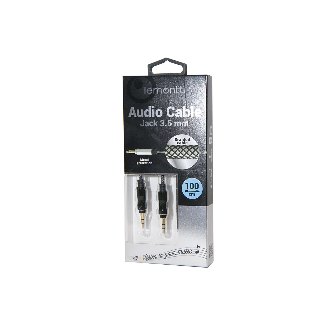 Cablu Jack 3.5mm Lemontti Audio Negru 1m thumb