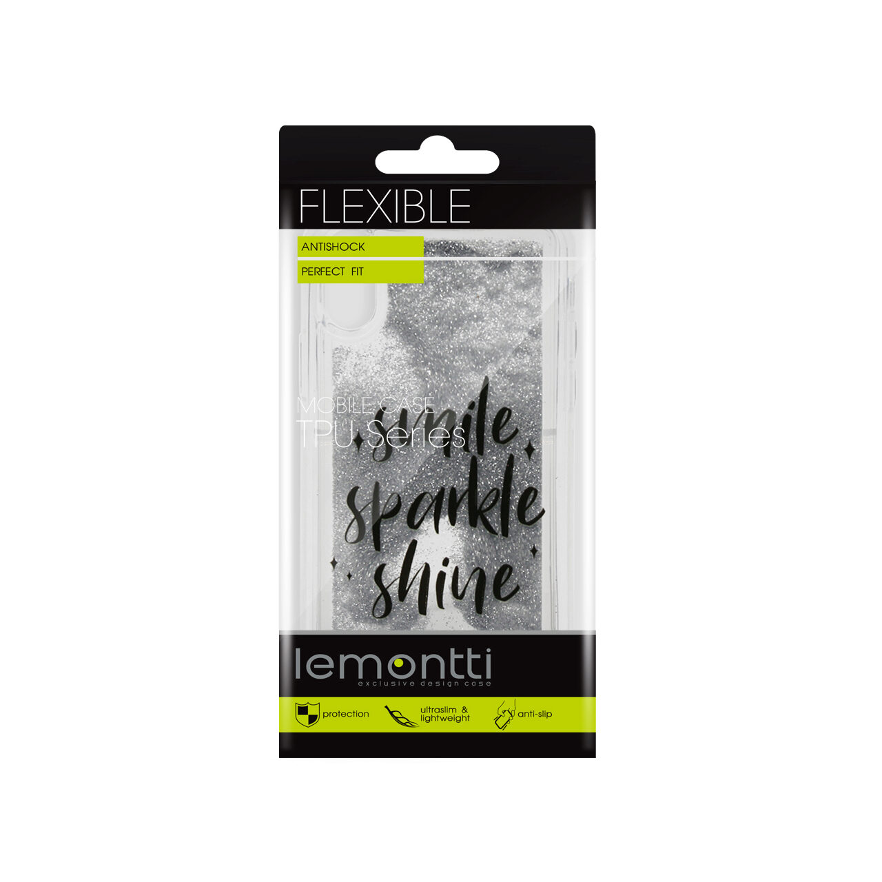 Carcasa iPhone XS / X Lemontti Liquid Sand Smile, Sparkle, Shine thumb