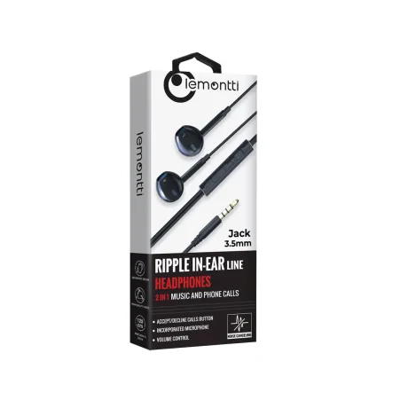Casti Stereo 3.5 mm Lemontti Ripple Negru (handsfree - telecomanda, microfon)