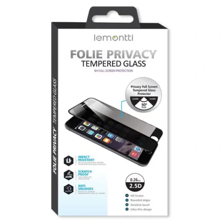Folie iPhone 14 Pro Lemontti Sticla Privacy Full Fit Black