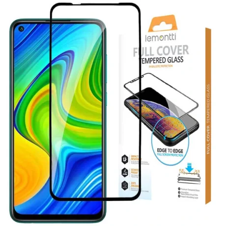 Folie Xiaomi Redmi Note 9 Lemontti Sticla Full Fit Black