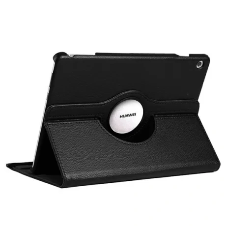 Husa Huawei MediaPad T5 Tableta Huawei MediaPad T5 10.1 inch Lemontti Litchi Flip Leather Case Black