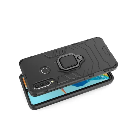 Husa Huawei P30 Lite Lemontti Ring Armor Kickstand Negru