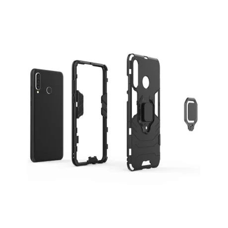 Husa Huawei P30 Lite Lemontti Ring Armor Kickstand Negru