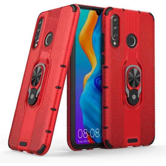 Husa Huawei P30 Lite Lemontti Shockproof Ring Holder Red thumb