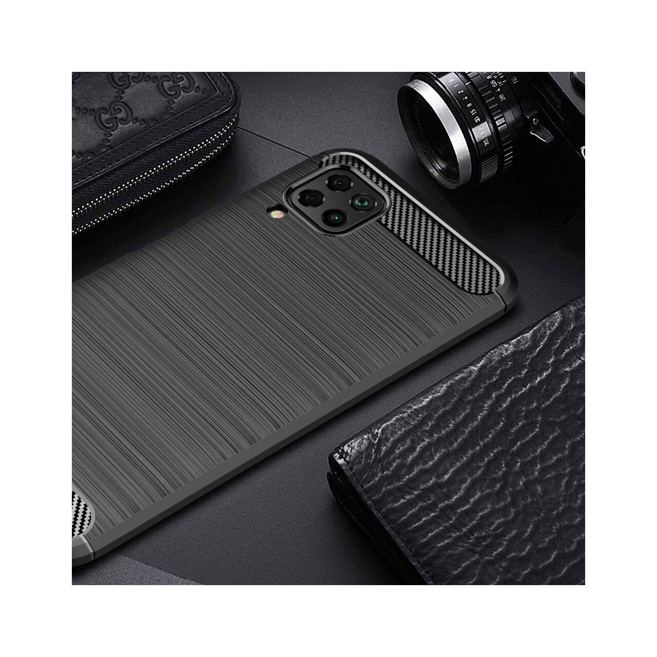 Husa Huawei P40 Lite Lemontti Carbon Case Flexible Negru thumb