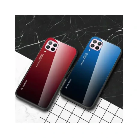 Husa Huawei P40 Lite Lemontti Gradient Glass Negru-Albastru