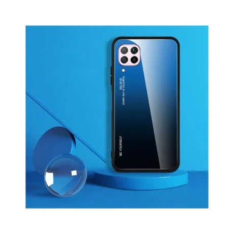 Husa Huawei P40 Lite Lemontti Gradient Glass Negru-Albastru