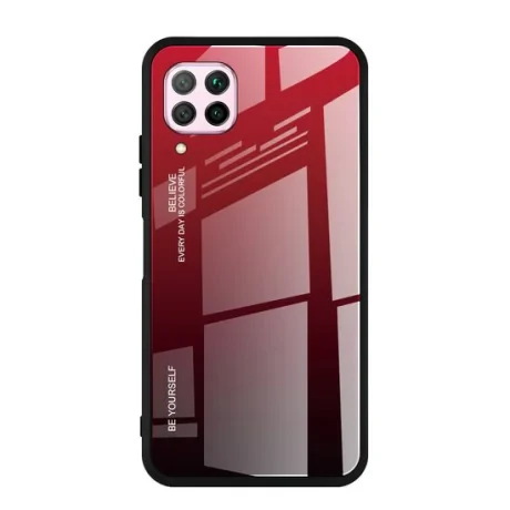 Husa Huawei P40 Lite Lemontti Gradient Glass Negru-Rosu