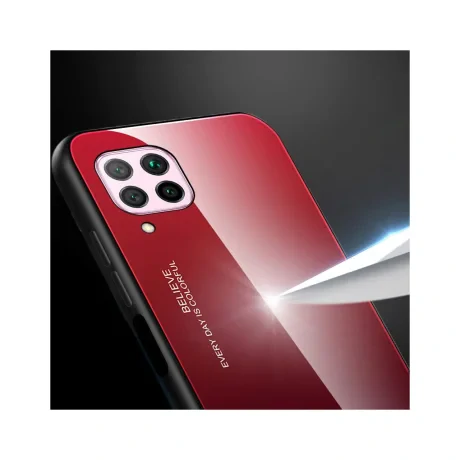 Husa Huawei P40 Lite Lemontti Gradient Glass Negru-Rosu