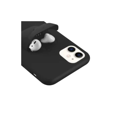 Husa iPhone 11 Lemontti Liquid Silicone with Apple AirPods Case Black