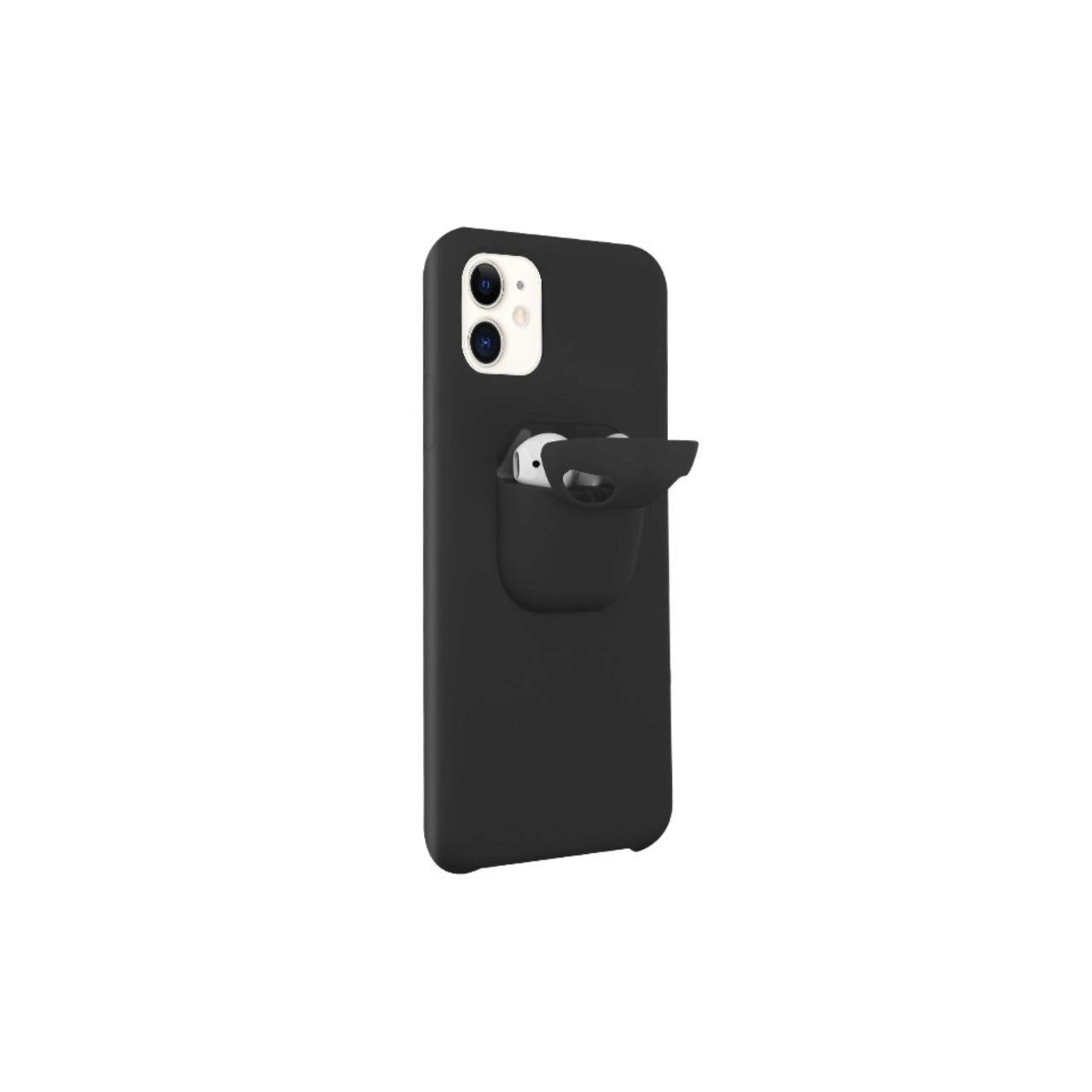 Husa iPhone 11 Lemontti Liquid Silicone with Apple AirPods Case Dark Green thumb