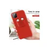 Husa iPhone 11 Lemontti Liquid Silicone with Apple AirPods Case Red