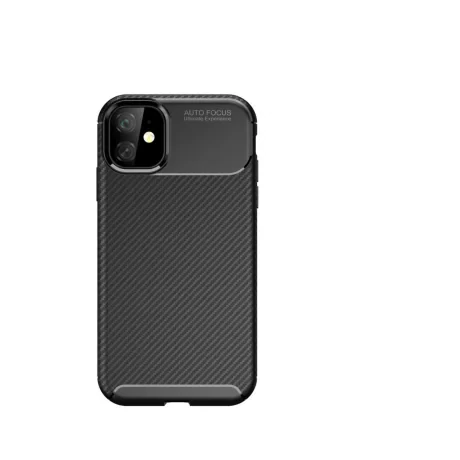 Husa iPhone 11 Pro Lemontti Carbon Fiber Texture Shockproof Black