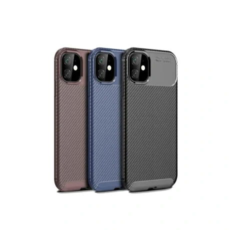Husa iPhone 11 Pro Lemontti Carbon Fiber Texture Shockproof Black
