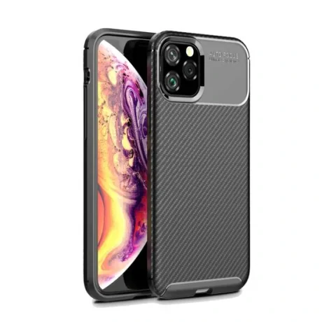 Husa iPhone 11 Pro Lemontti Carbon Fiber Texture Shockproof Black