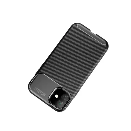 Husa iPhone 11 Pro Lemontti Carbon Fiber Texture Shockproof Black