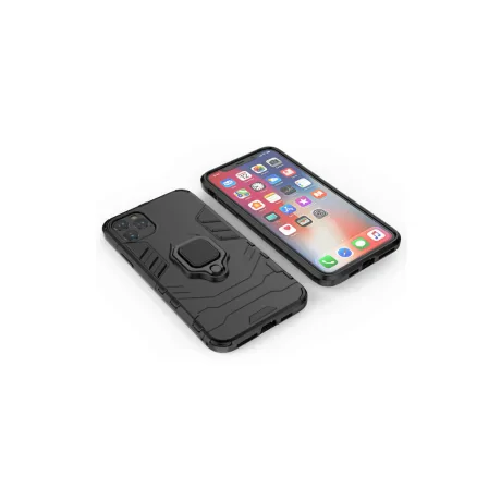 Husa iPhone 11 Pro Lemontti Ring Armor Kickstand Negru
