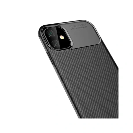 Husa iPhone 12 / 12 Pro Lemontti Carbon Fiber Texture Shockproof Black