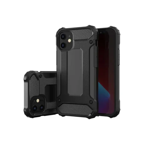 Husa iPhone 12 / 12 Pro Lemontti Hybrid Armor Negru