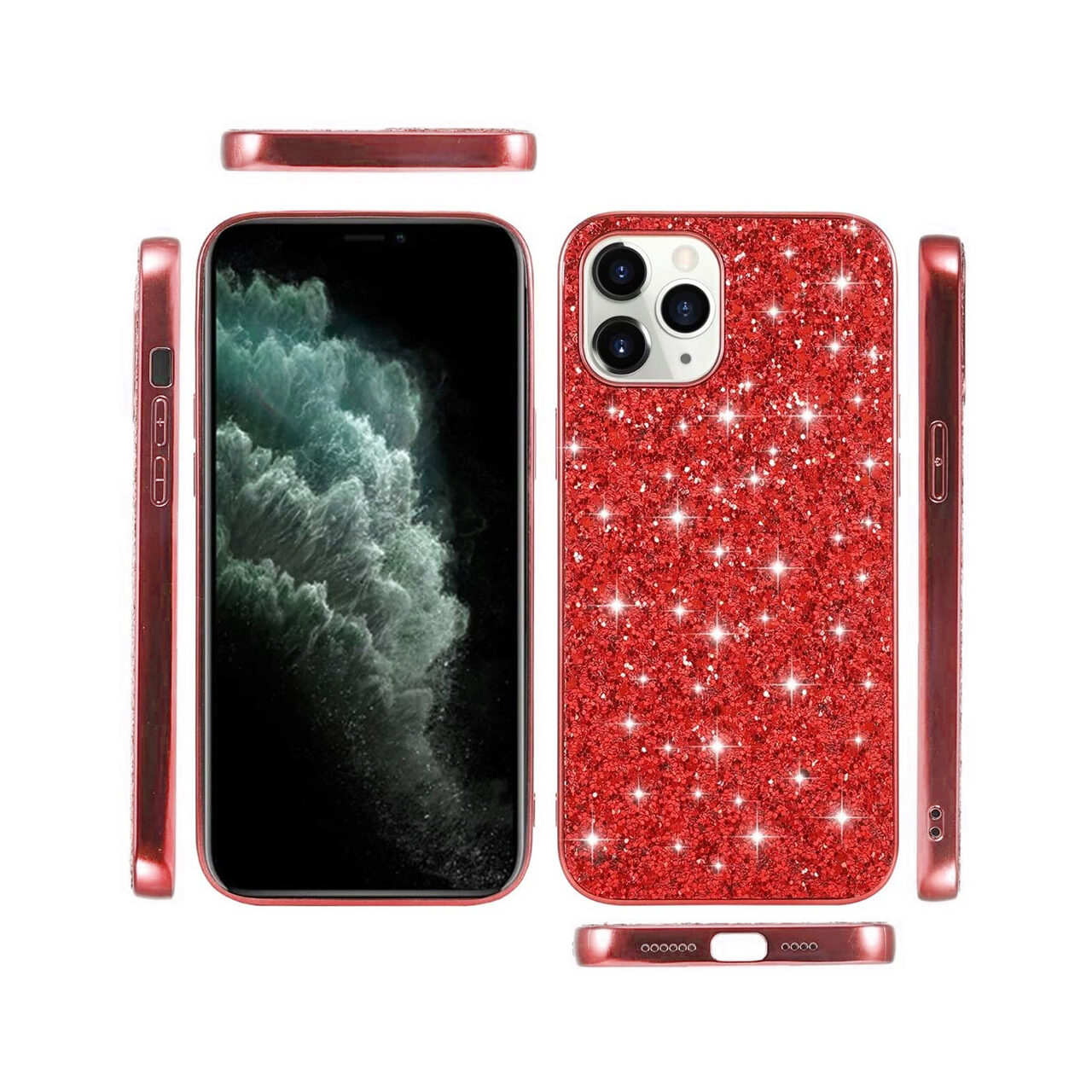 Husa iPhone 12 Pro Max Lemontti Glitter Powder Red thumb