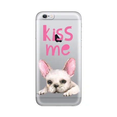 Husa iPhone 6/6S Lemontti Silicon Art Pug Kiss