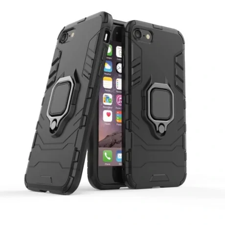 Husa iPhone 7/8/SE2020/SE2022 Lemontti Ring Armor Kickstand Negru