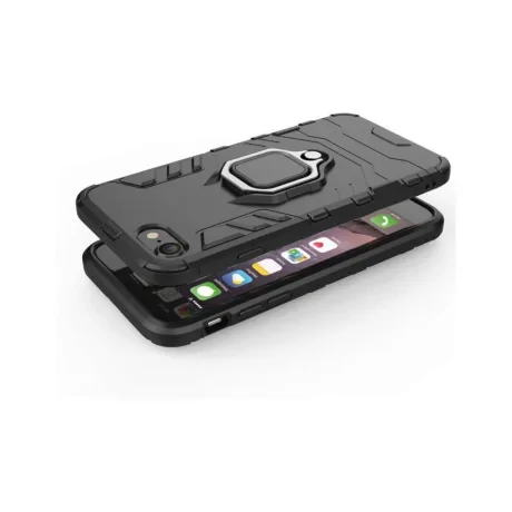 Husa iPhone 7/8/SE2020/SE2022 Lemontti Ring Armor Kickstand Negru