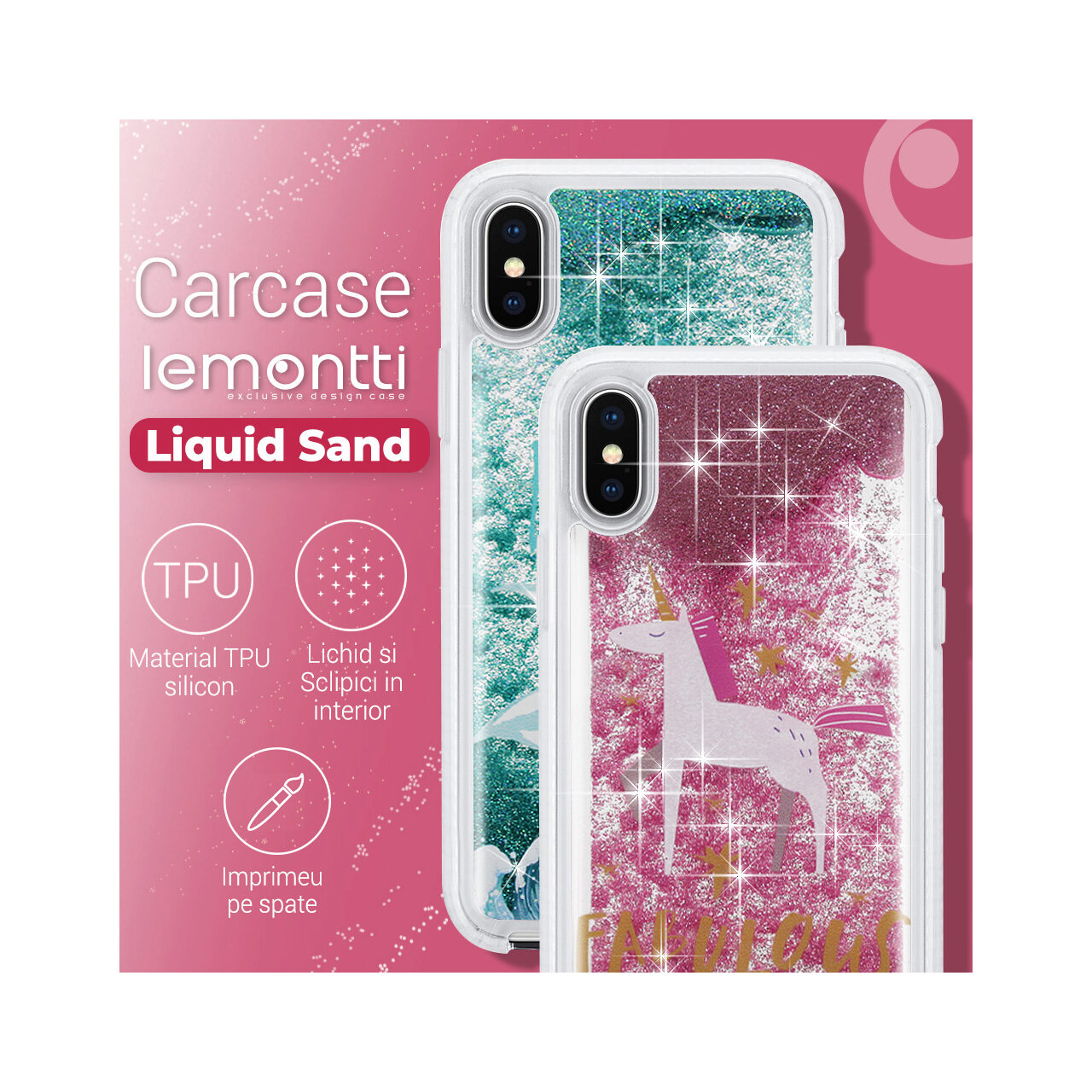 Husa iPhone SE2022 Lemontti Liquid Sand Blue Flowers thumb
